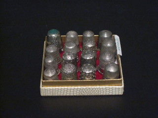 2 silver and enamel thimbles and 2 others