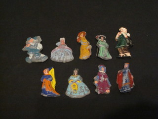 8 various Austrian painted metal badges of figures in period costume