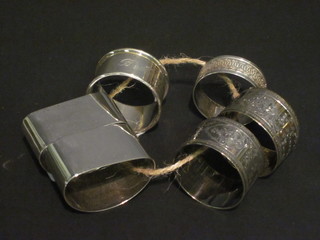 2 Victorian engraved silver napkin rings, Sheffield 1887 and 1889, 2 silver napkin rings London 1903 and 1915 and 2 other  silver napkin rings 4 1/2 ozs