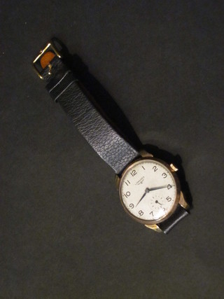 A gentleman's Longines wristwatch contained in a gold case
