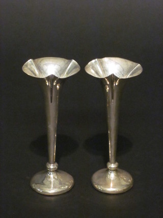 A pair of silver specimen vases, Birmingham 1903, 1 marks rubbed 5 1/2"