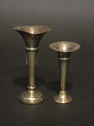 A silver trumpet shaped specimen vase 5" and 1 other 4"