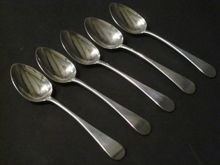 A set of 5 Victorian Scots silver Old English pattern teaspoons, Glasgow 1873, 3 1/2 ozs
