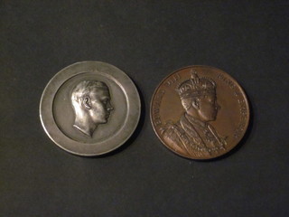 An Edward VIII bronze coronation medallion together with an  Edward VIII "silver" medallion Visit to Welsh National Agricultural Society Wrexham 1922