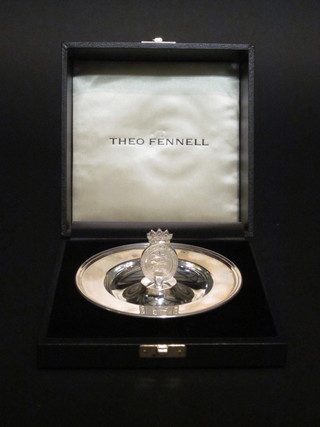 A silver Theo Fennell dish decorated the crest of Goodwood  Race Course, 3 1/2 ozs