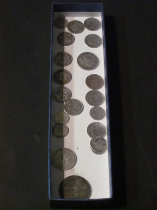 A Victorian florin and a collection of silver coins