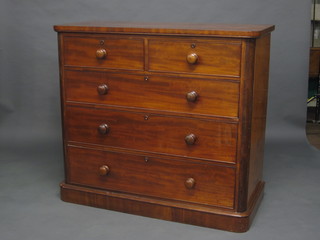 A Victorian mahogany D shaped chest of 2 short and 3 long  drawers with tore handles, 48"