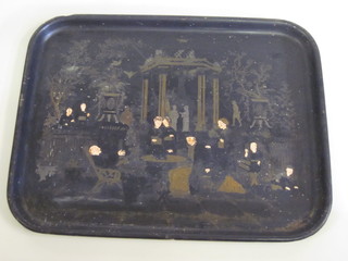 A 19th Century lacquered tray 24", some chips to back