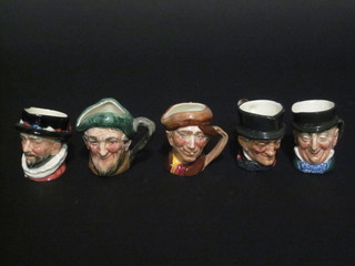 5 Doulton character jugs - Beefeater - chipped, 'Arry, Mr  Macawber, John Peel and Mack, 2"
