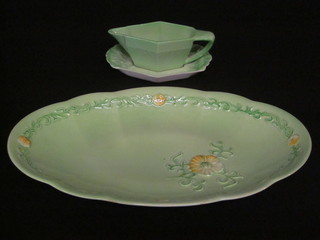 A Carltonware Australian design green patterned leaf shaped  stand together with an Australian design oval dish 12"