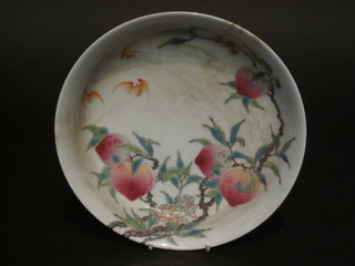 A circular Oriental bowl decorated bats and fruit, the base with seal mark 8"  ILLUSTRATED
