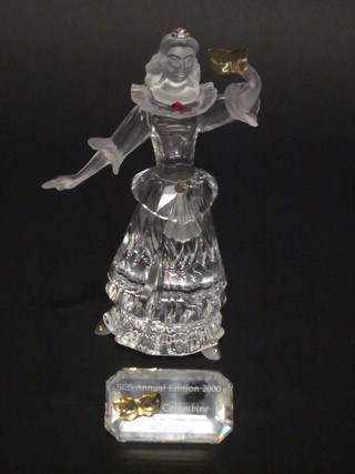 A Swarovski Crystal 2000 Masquerade Columbine, complete  with plaque