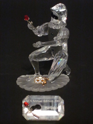 A Swarovski Crystal 2001 Masquerade Harlequin, complete with  plaque