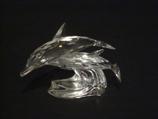 A Swarovski crystal figure of dolphins 4"