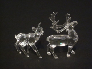 2 Swarovski crystal figures - deer and stag 3"