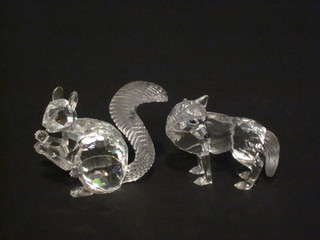 A Swarovski crystal figure of a squirrel 3" and 1 other of a dog  2" 30-50