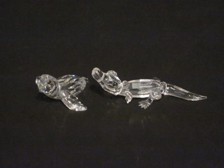 2 Swarovski crystal figures - platypus 2" and crocodile 3"