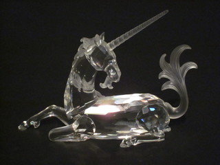 A Swarovski crystal figure of a unicorn 5"