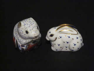 A Royal Crown Derby Exclusive Collector's Figure - Poppy  Mouse together with 1 other of a seated rabbit base marked LVII  2"