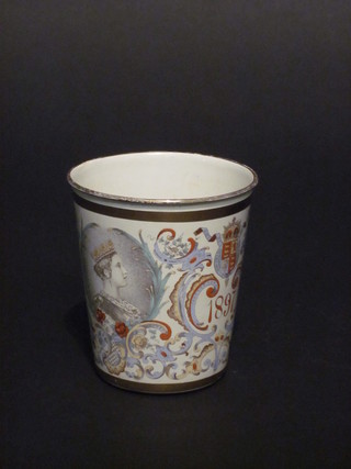 A Victorian 1897 enamelled Jubilee beaker