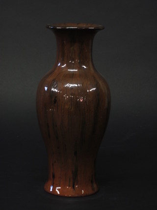 An Art Pottery brown glazed vase, 11"