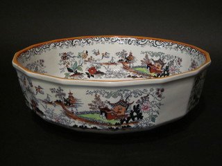 A Masons octagonal washbowl with chinoiserie decoration 16"