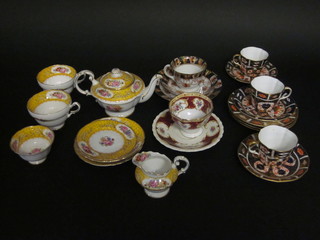 3 Royal Crown Derby cups and saucers, 3 Royal Crown Derby  plates 6", a Derby style cup, saucer and plate, a Royal Albert cup  and a part Paragon tea service
