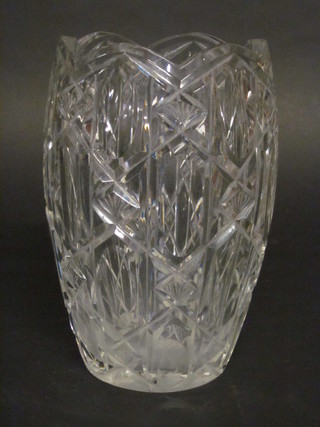 A cut glass vase 9 1/2"