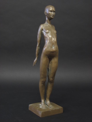 R Moll, a bronzed figure of a standing lady 19"
