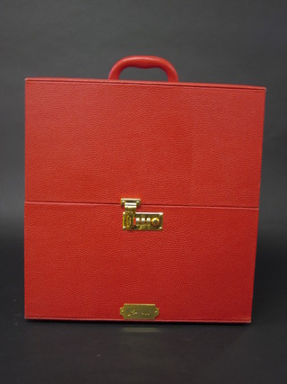 A red Morocco leather vanity case 15"