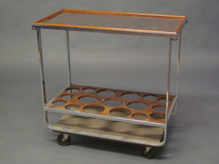 An Art Deco chromium plated and mahogany 2 tier drinks trolley  27" - THIS IS PART OF LOT 82 THE COCKTAIL CABINET, BOTH ARE WITHDRAWN FROM THE SALE AND WILL BE RE-OFFERED IN JANUARY 