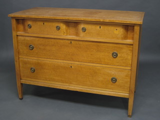 A Birds Eye maple chest of 2 short and 2 long drawers, raised on square tapering supports 46"  ILLUSTRATED