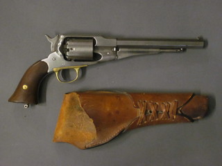 A Remmington 6 shot rim fire revolver with 6 1/2" barrel and  leather holster  ILLUSTRATED