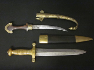 A Bandsman's type sword with 10 1/2" double blade together with a Jambuka style dagger with 8" blade