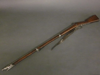 A percussion block musket, the lock marked WB 1846, with 39" barrel complete with ram rod