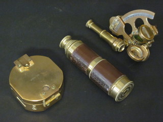 A reproduction brass prasmatic compass, do. sextant. and a do. 4 drawer telescope
