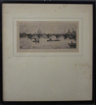 J H Wyllie, an etching "Waterloo Bridge London" 4" x 8 1/2",  some foxing