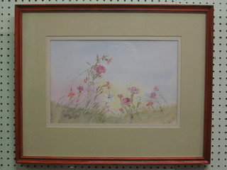 I Barnes, watercolour drawing "Flowers" 9" x 13 1/2"