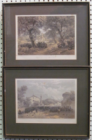 Garibaldi, a pair of 19th Century coloured prints "Attack  S.Fermo" and "Defence of Varese" 6" x 9"