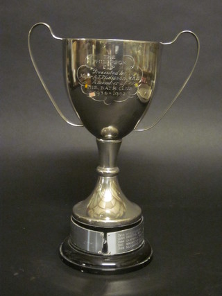 A silver plated twin handled trophy cup
