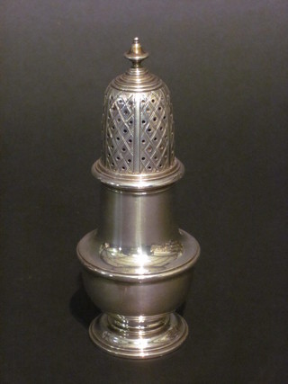 A Georgian style silver sugar castor of baluster form, London  1963, 4 1/2 ozs