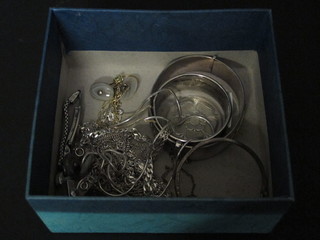 2 silver bangles, a silver napkin ring and a collection of silver costume jewellery