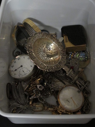A gentleman's Oris open faced dress pocket watch, a Dupont lighter, a tea strainer and other costume jewellery etc