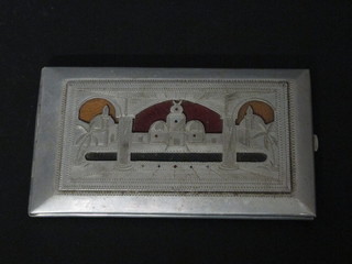 An Indian pierced and engraved aluminium cigarette case