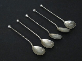 5 Eastern white metal coffee spoons