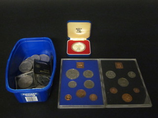 A silver 1977 Silver Jubilee proof crown, 2 proof sets of coins 1977 and 1978 and a collection of crowns