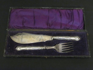 A pair of silver plated fish servers