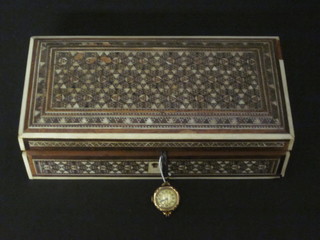 A lady's gold cased wristwatch and a Moorish box with hinged  lid