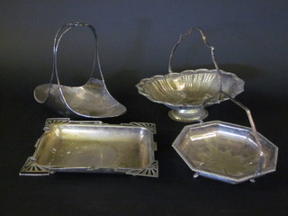 4 silver plated cake baskets with swing handles