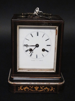 A 19th Century French mantel clock with enamelled dial and Roman numerals, the dial marked Stein A Paris,   ILLUSTRATED